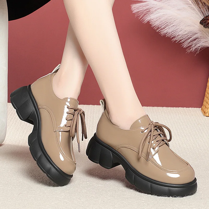 Patent Leather Oxford - 5cm Vintage British Thick Bottom Platform