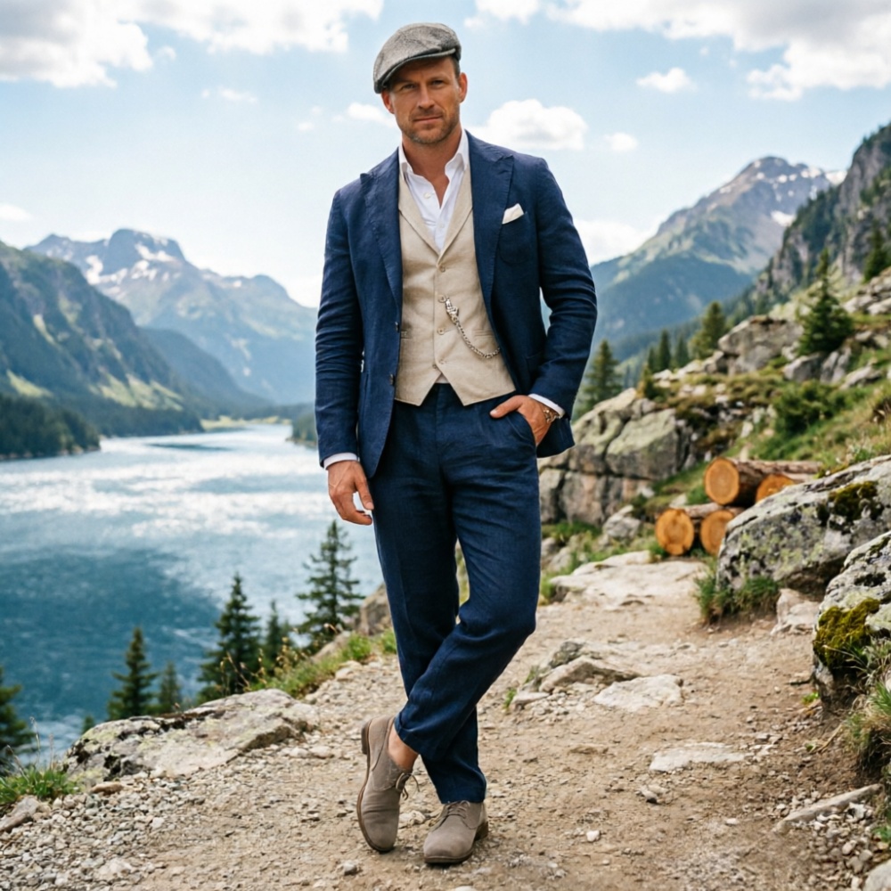 Sage Green Linen Men 3 Piece S - Men'S Formal Wear For A Wedding reseña y precio