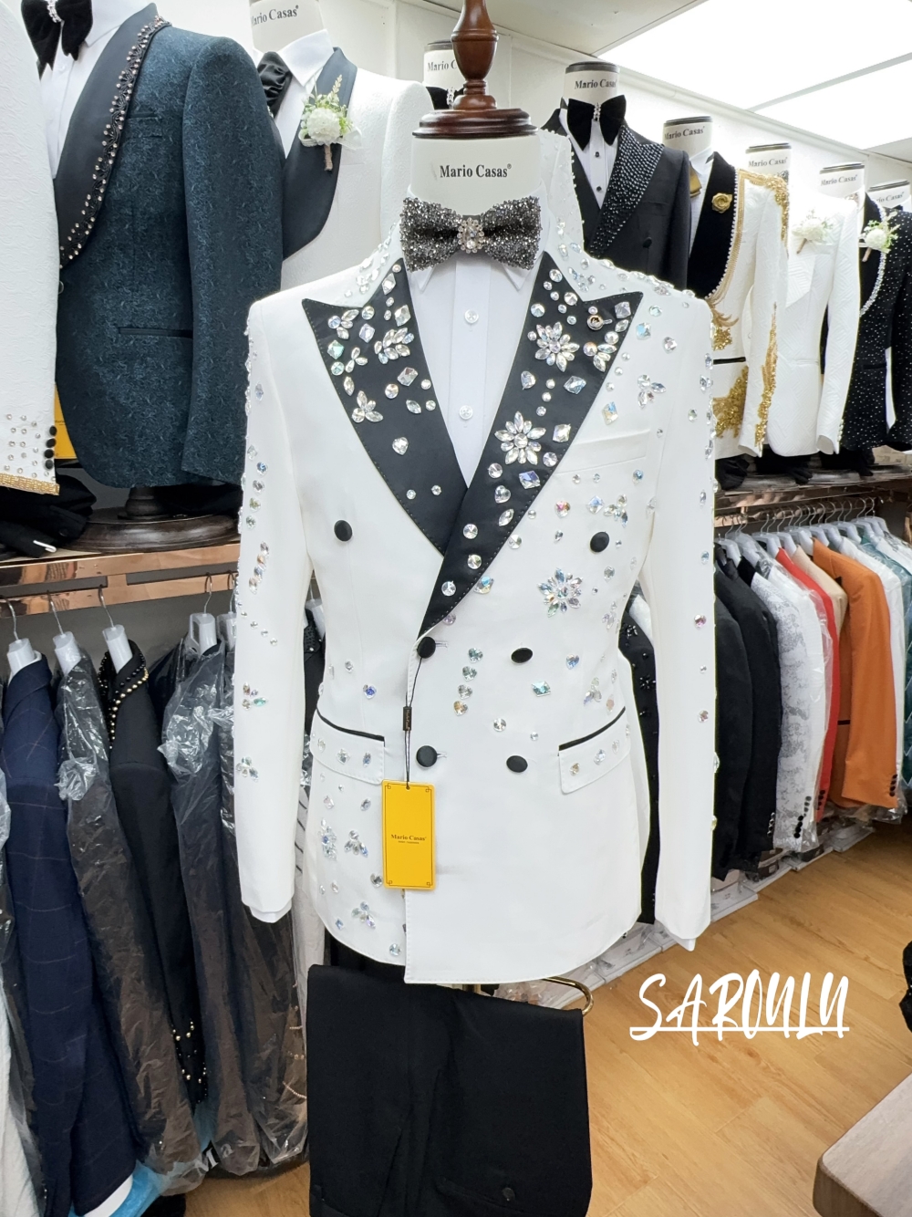 2025 Sparkly In Stock Crystals - Formal Men Party Wear Jacket reseña y precio