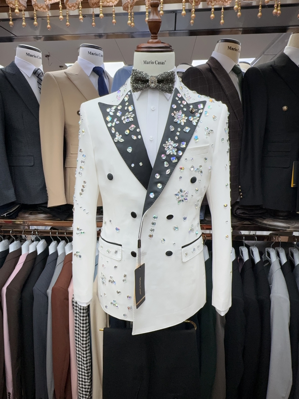 2025 Sparkly In Stock Crystals - Formal Men Party Wear Jacket reseña y precio