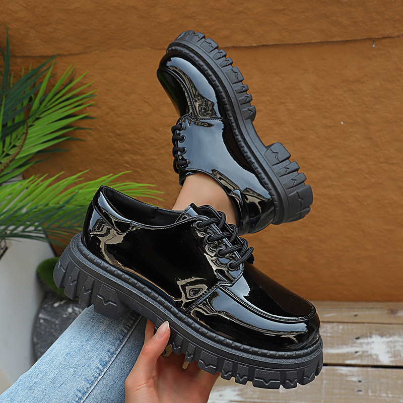 Chunky Platform Oxford Shoes f - Patent Leather Oxford reseña y precio