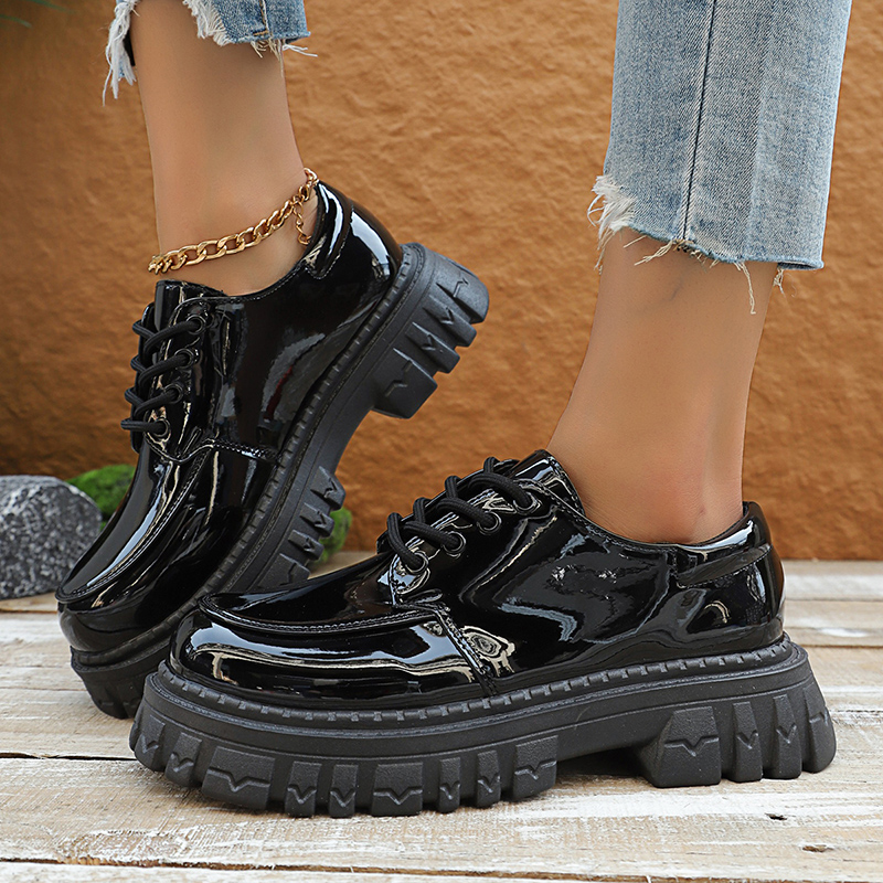 Chunky Platform Oxford Shoes f - Patent Leather Oxford reseña y precio