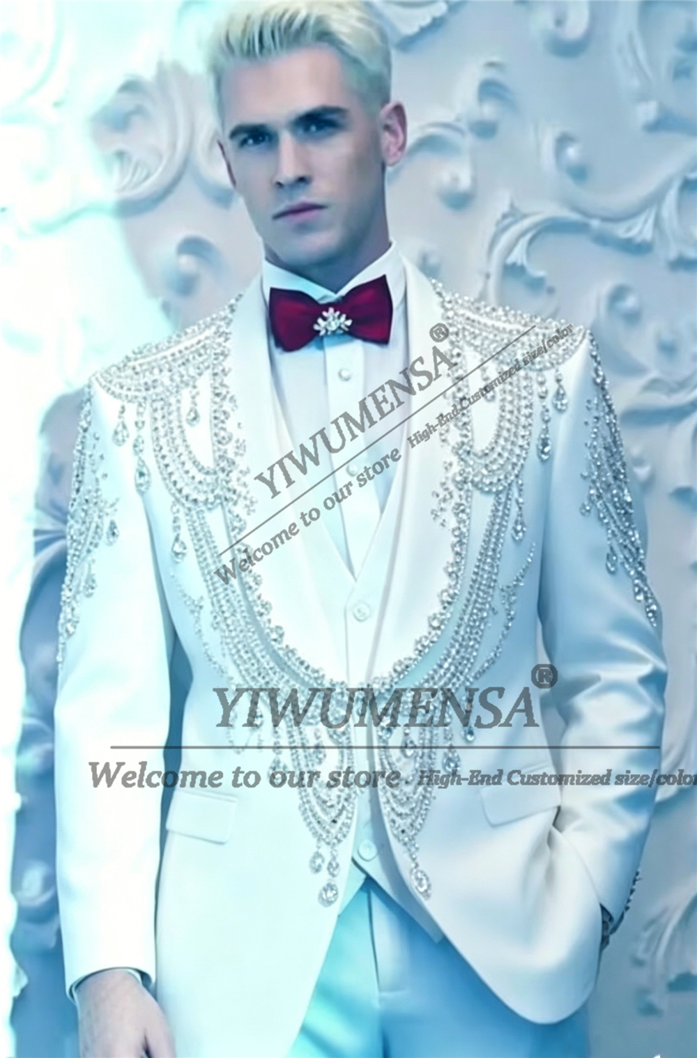 Male Fashion Beading Crystals  - Men'S Formal Wear For A Wedding reseña y precio