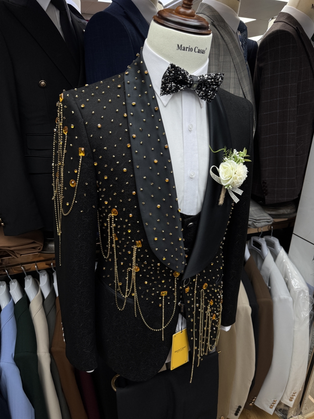 New Golden Beaded Tassel Suit  - Men'S Formal Wear For A Wedding reseña y precio