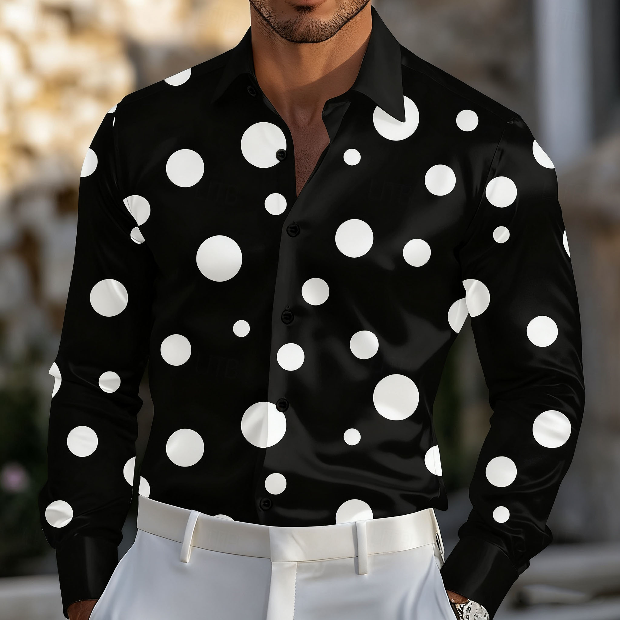 Men's Geometric Polka Dot Shir - Men'S Holiday Formal Wear reseña y precio