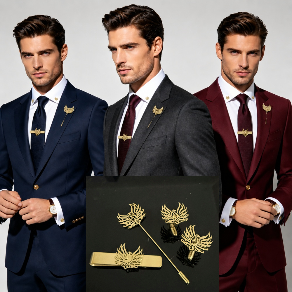 Custom Cufflink Tie Set Bar Pe - Men'S Formal Wear For A Wedding reseña y precio