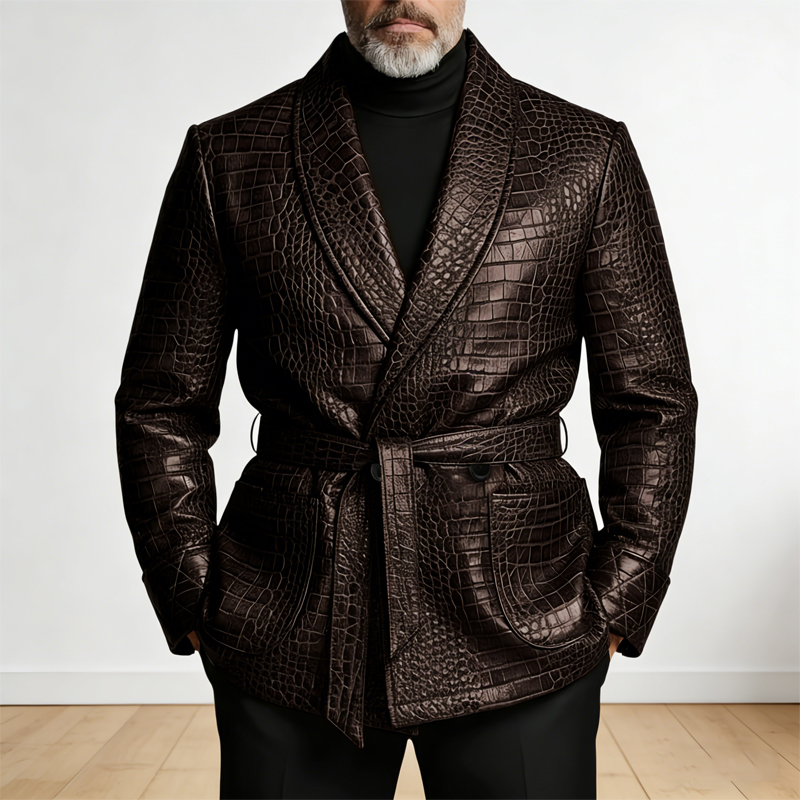  Men's Crocodile Pattern Leat - Formal Men Party Wear Jacket reseña y precio