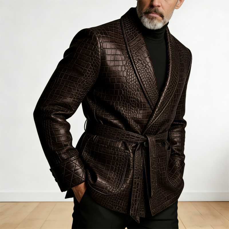  Men's Crocodile Pattern Leat - Formal Men Party Wear Jacket reseña y precio