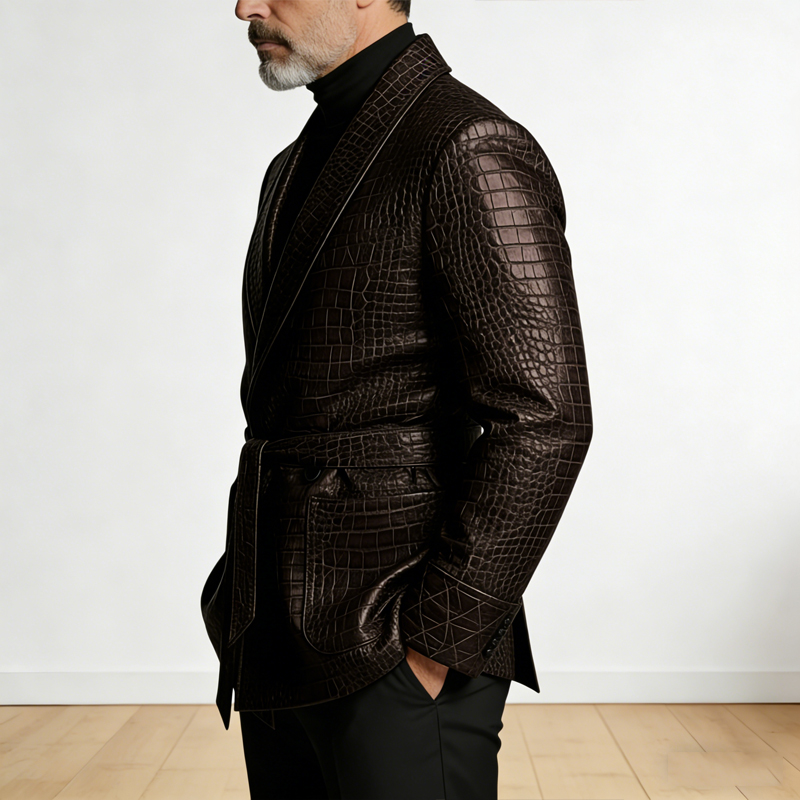  Men's Crocodile Pattern Leat - Formal Men Party Wear Jacket reseña y precio