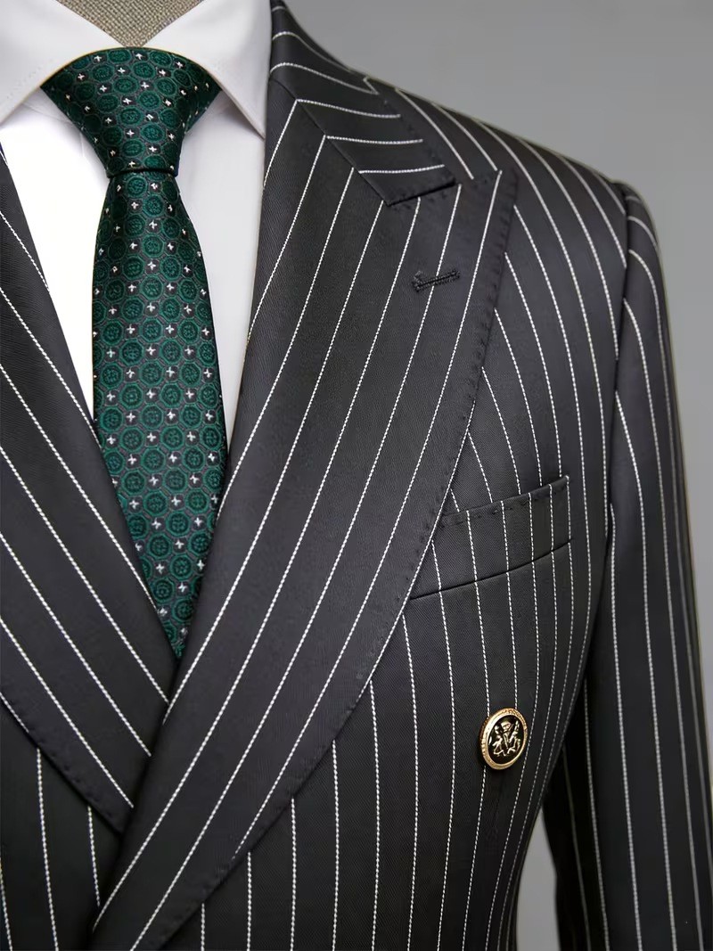  Men's Black Pinstripe Double  - Formal Men Party Wear Jacket reseña y precio