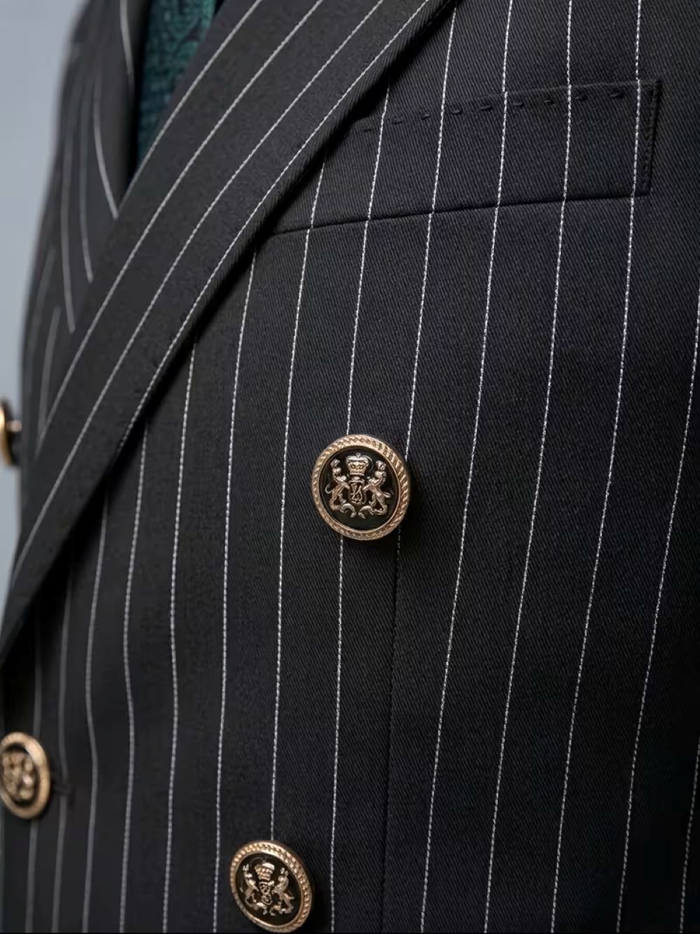  Men's Black Pinstripe Double  - Formal Men Party Wear Jacket reseña y precio